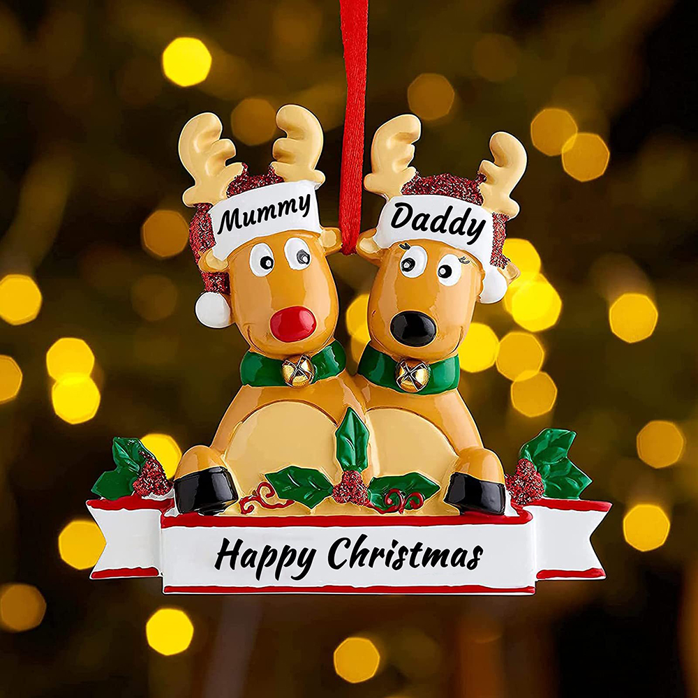 Personalised Elk Family Christmas Ornament | MCGift205