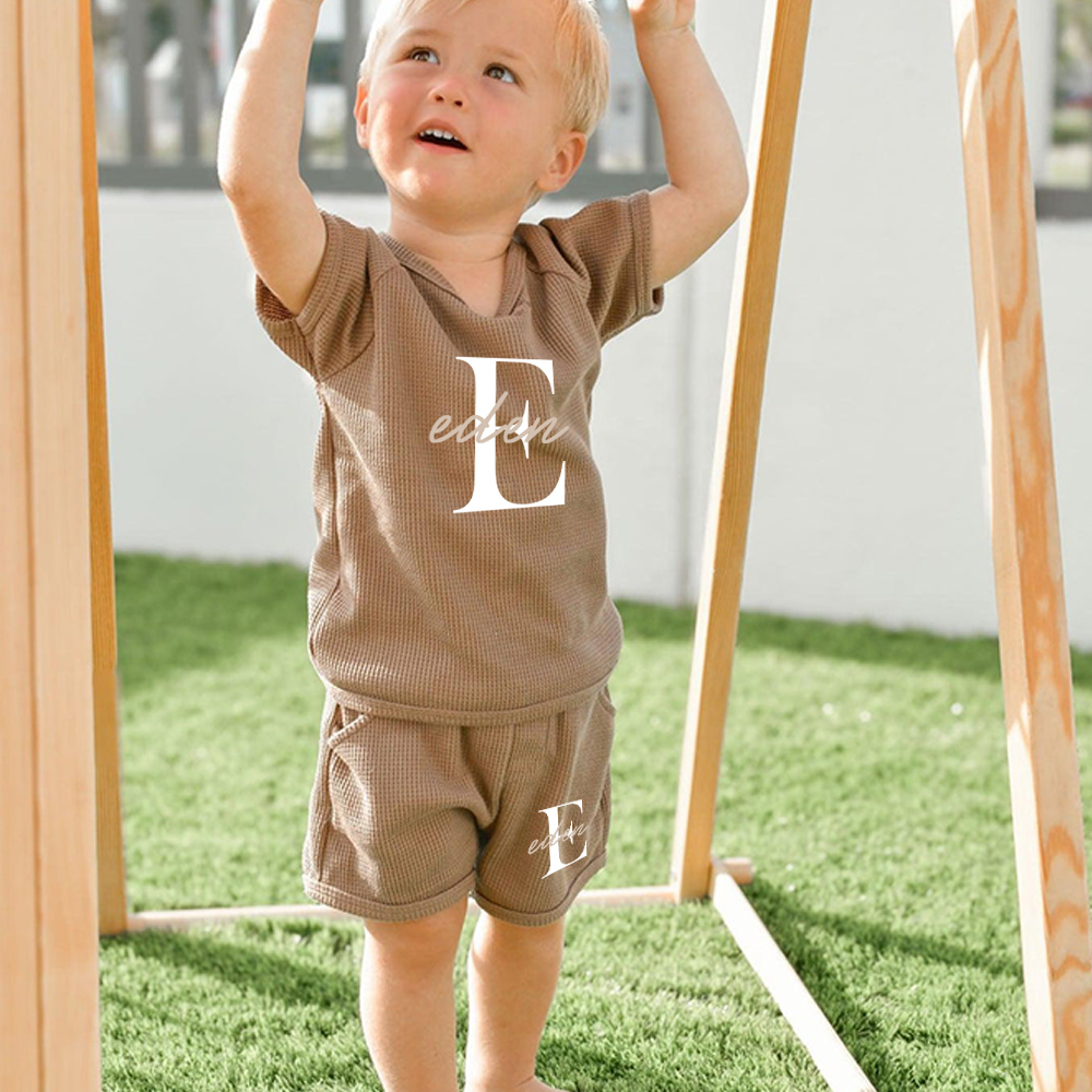 Personalized Baby waffle-knit Cozy Soft Outfit Set | CWBaby381
