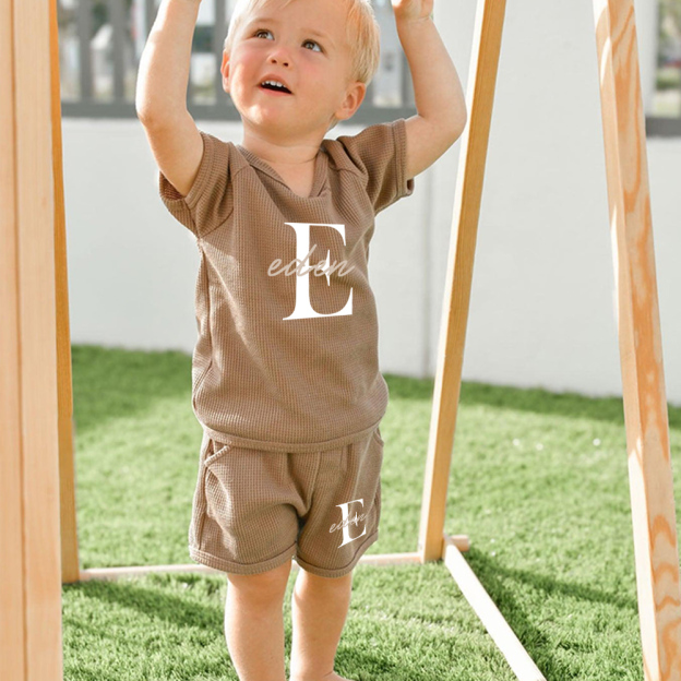 Personalized Baby waffle-knit Cozy Soft Outfit Set | CWBaby381