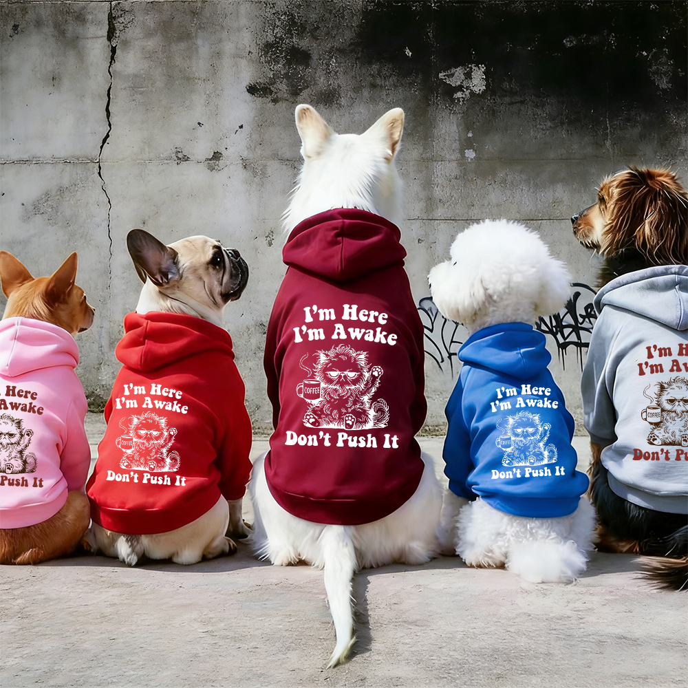 I'M HERE I'M AWAKE DON'T PUSH IT Puppy Hoodie | BKPet328