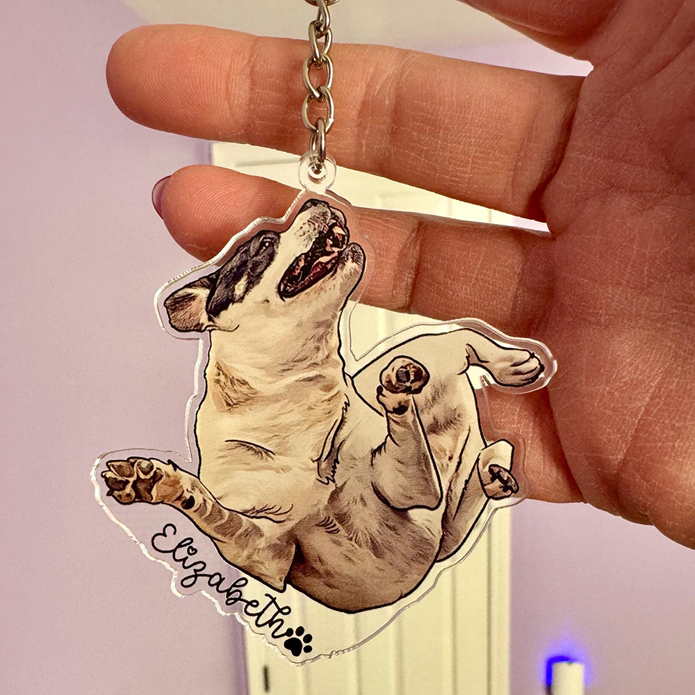 Personalized Illustrated Pet Portrait Memorial Photo Keychain | CWGift24