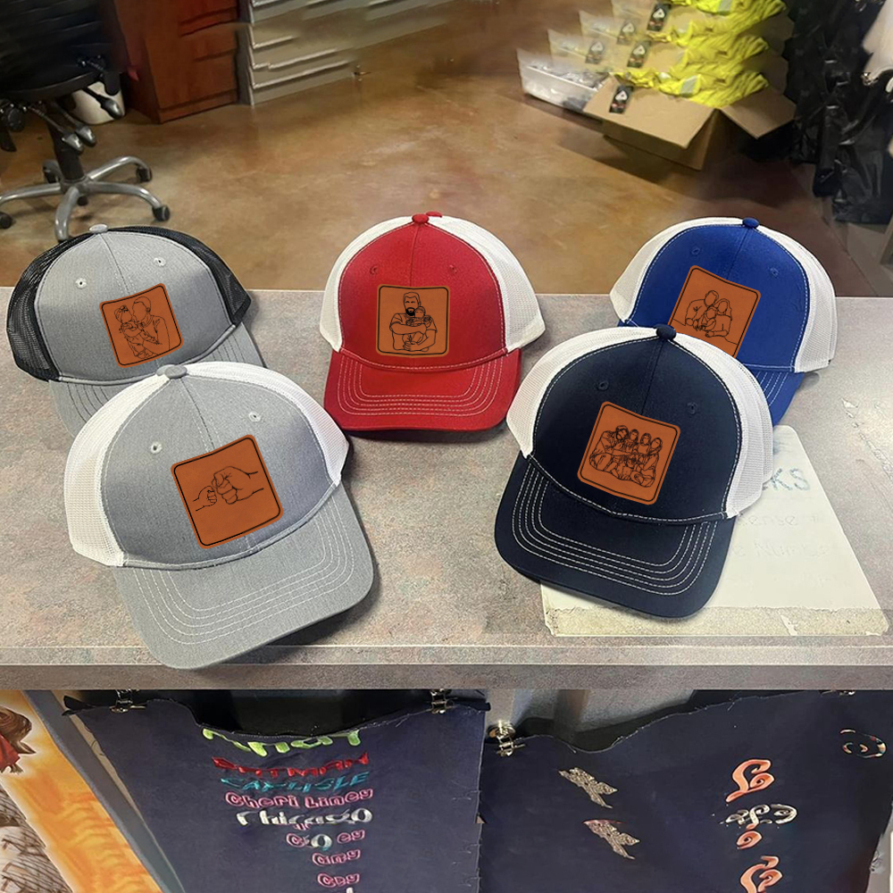 Personalized Engraved Outline Portrait Trucker Hat Gifts for Dad | CWBeach107