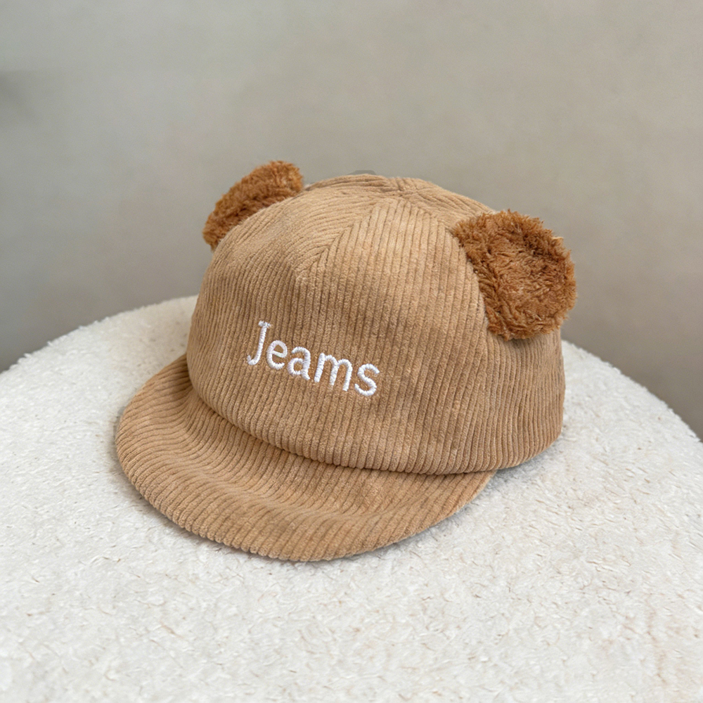 Personalized Embroidered Corduroy Bear Ears Baby Baseball Cap | HSKid84