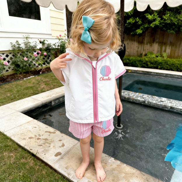 Personalized Kid Swim Cover up Hooded Robe Zippered Outfit | CWBaby45901