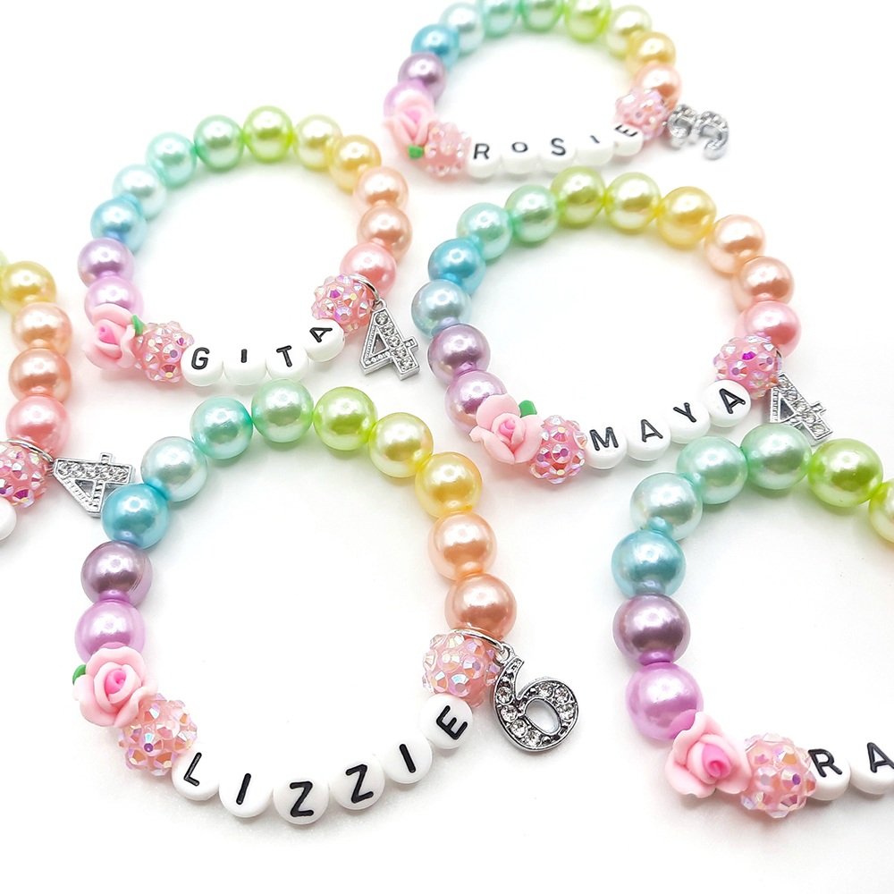 Personalized Kids Lovely Birthday Bead Bracelet With Name | CWBeach233