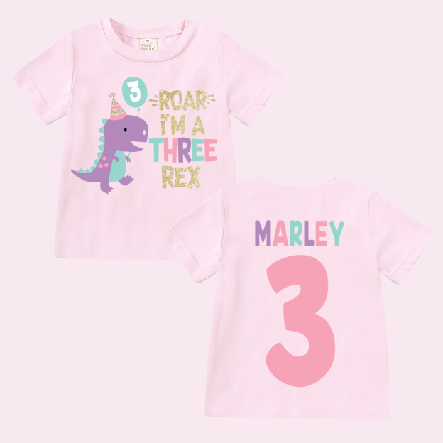 Personalized ROAR Dinosaur Theme Birthday T-Shirt | inBirth18