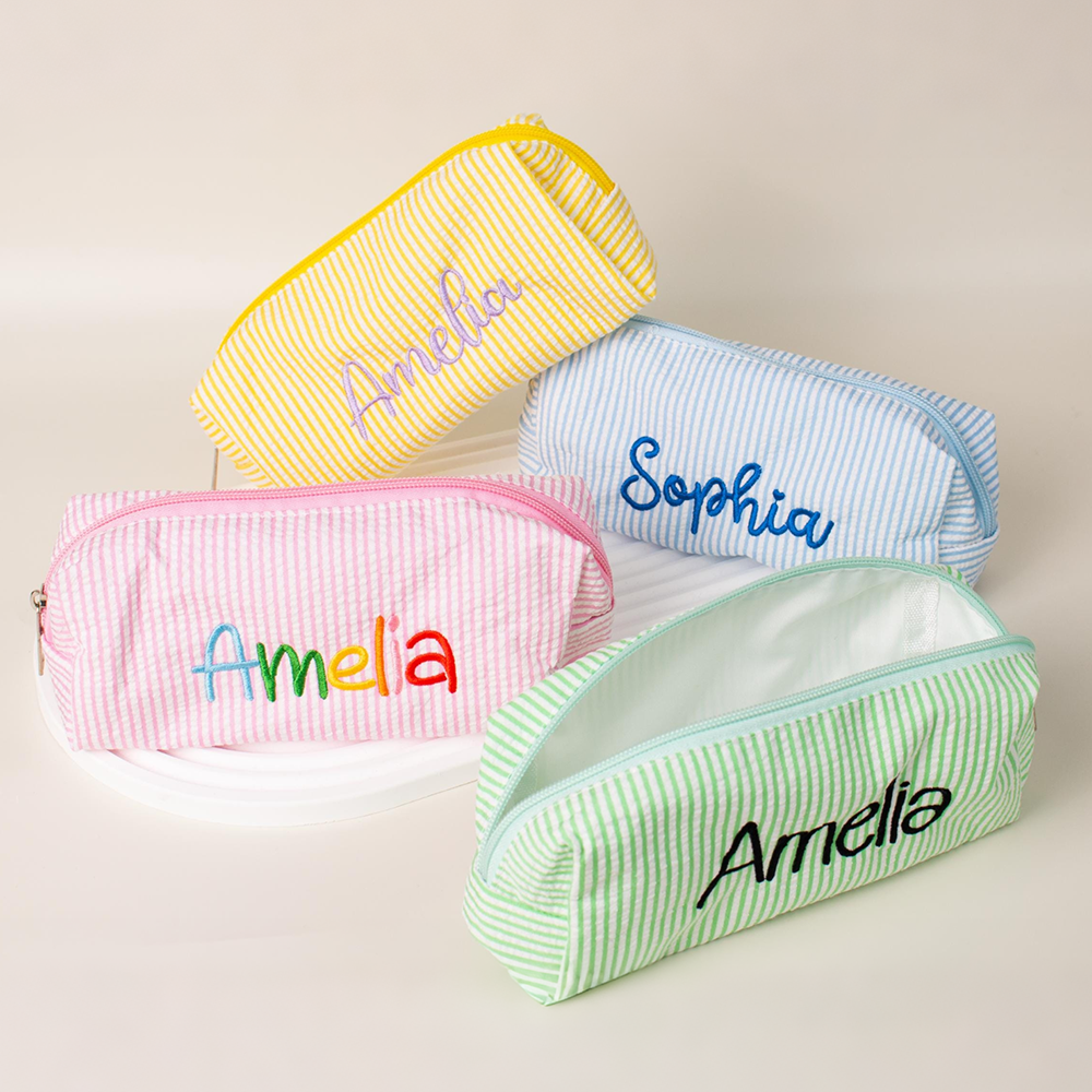Personalized Embroidered Kids Colorful Stripe Pencil Case | CWPack371