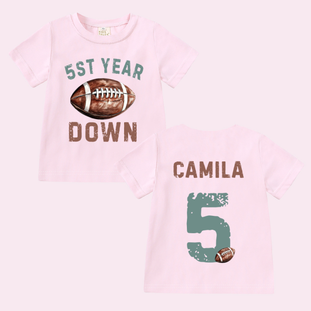 Personalized First Year Down Football Birthday T-Shirt | inBirth20