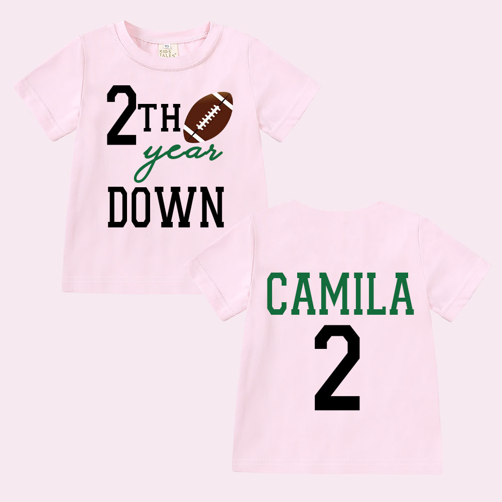 Personalized Three Year Down Football Birthday T-Shirt | inBirth21