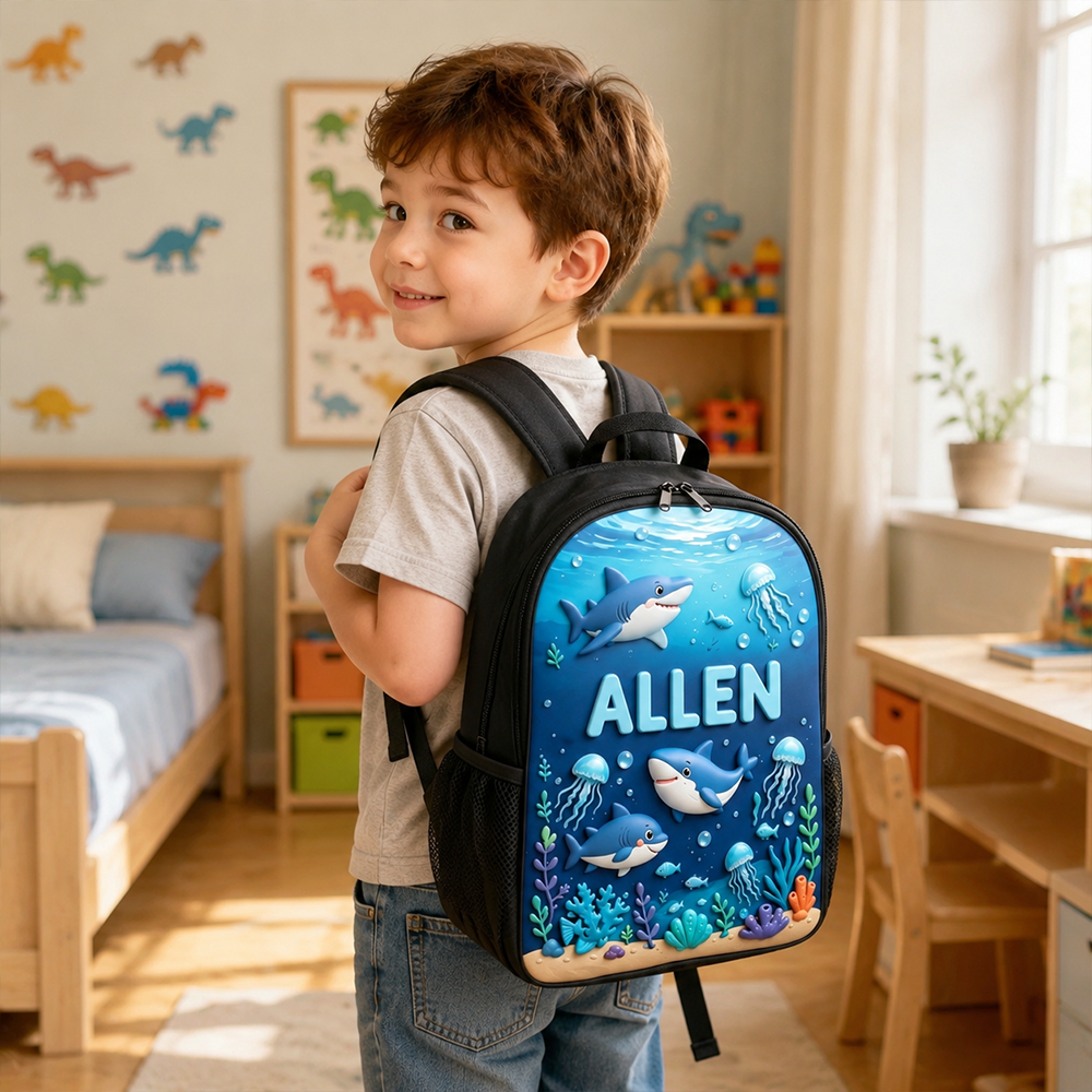 Personalized Kid Adorable Ocean Animals Backpack Set | CWPack383