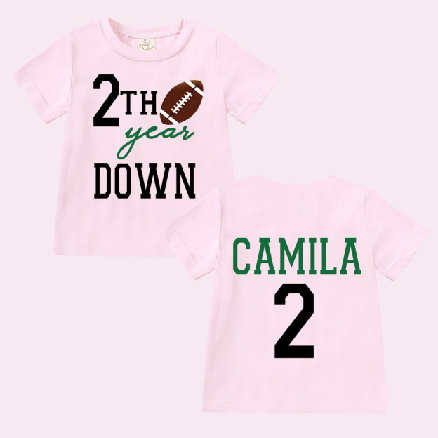Personalized Three Year Down Football Birthday T-Shirt | inBirth21