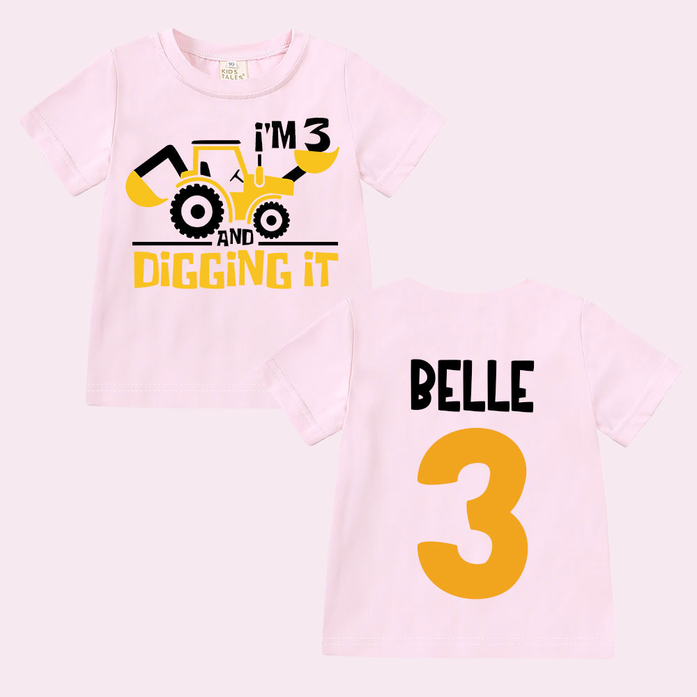 Personalized Digging It Construction Birthday T-Shirt | inBirth22