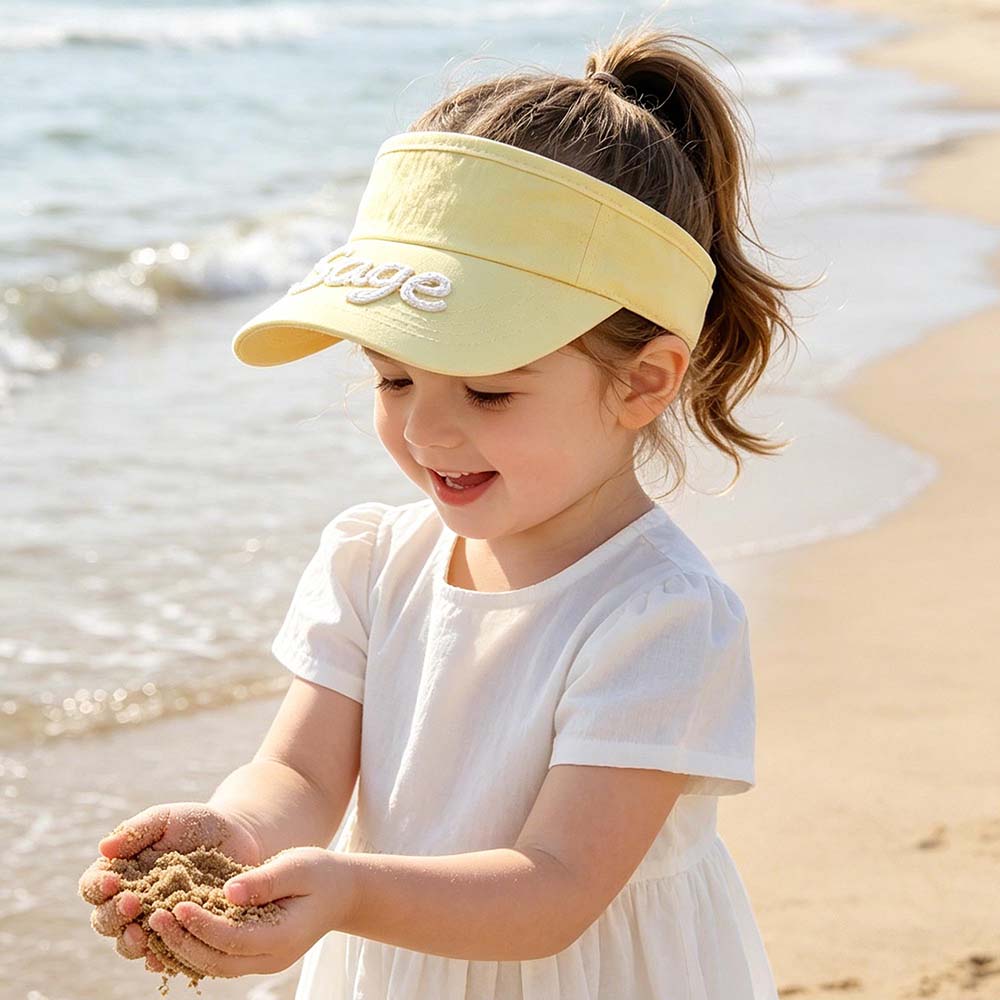 Personalized Hand Embroidery Kids Open-Top Summer Hat | CWBeach260