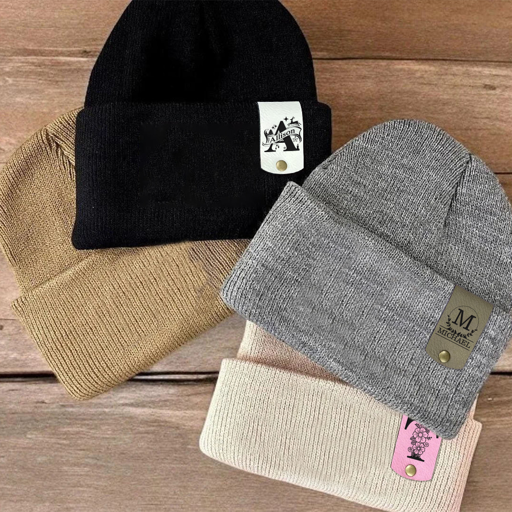 Personalized Leather Tag Infant Beanie for Comfort & Unique | HSKid31