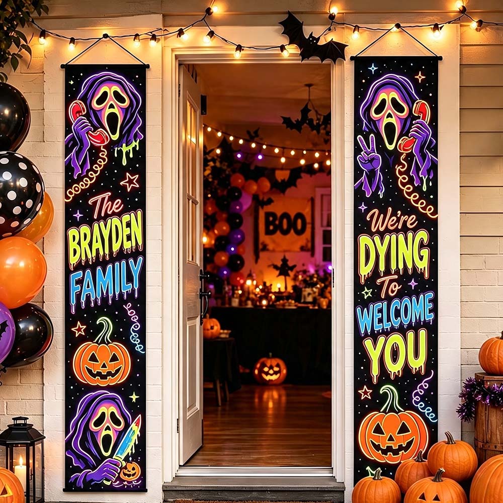 Personalized Halloween Family Name Door Banners | CWHalloween113
