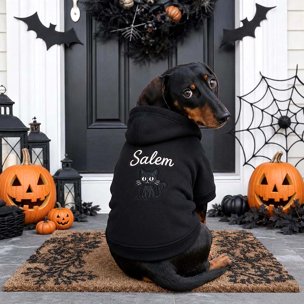 Personalized Embroidered Dog Hoodie with Halloween Icon | CWHalloween124