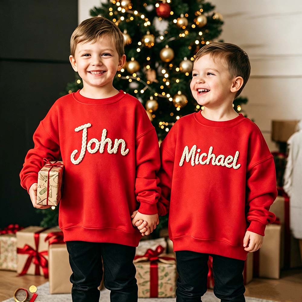 Personalized Hand Embroidered Christmas Matching Family Sweatshirt | CWBaby517