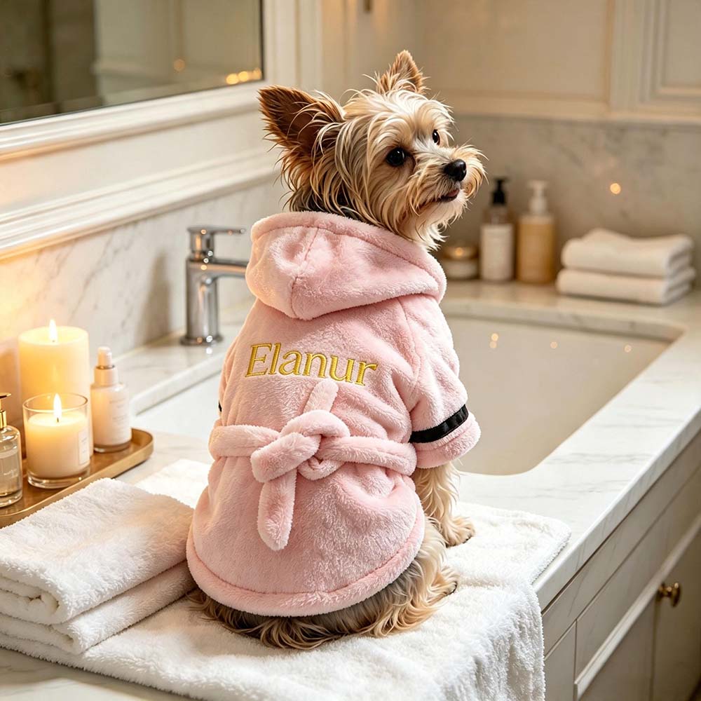 Personalized Embroidery Soft Hooded Pet Bathrobe | BKPet569