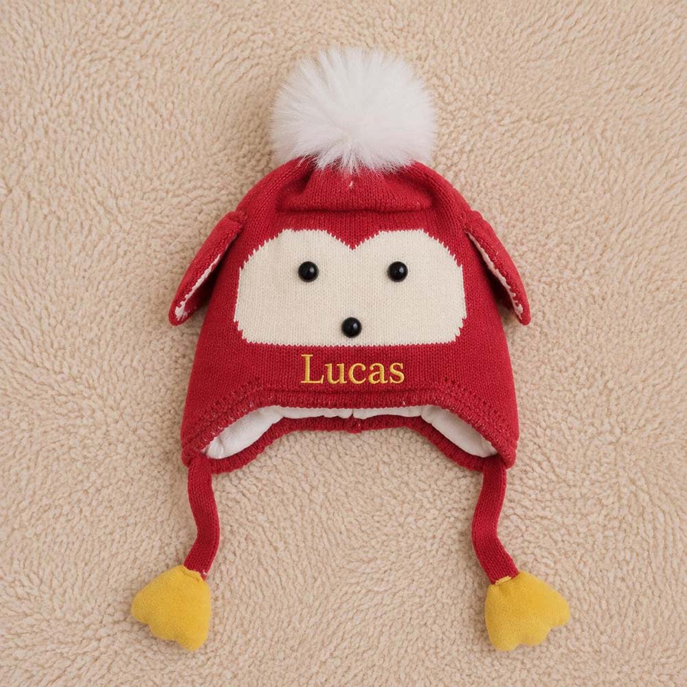 Personalized Embroidery Animal Ear Knit Beanie Hat | HSKid91