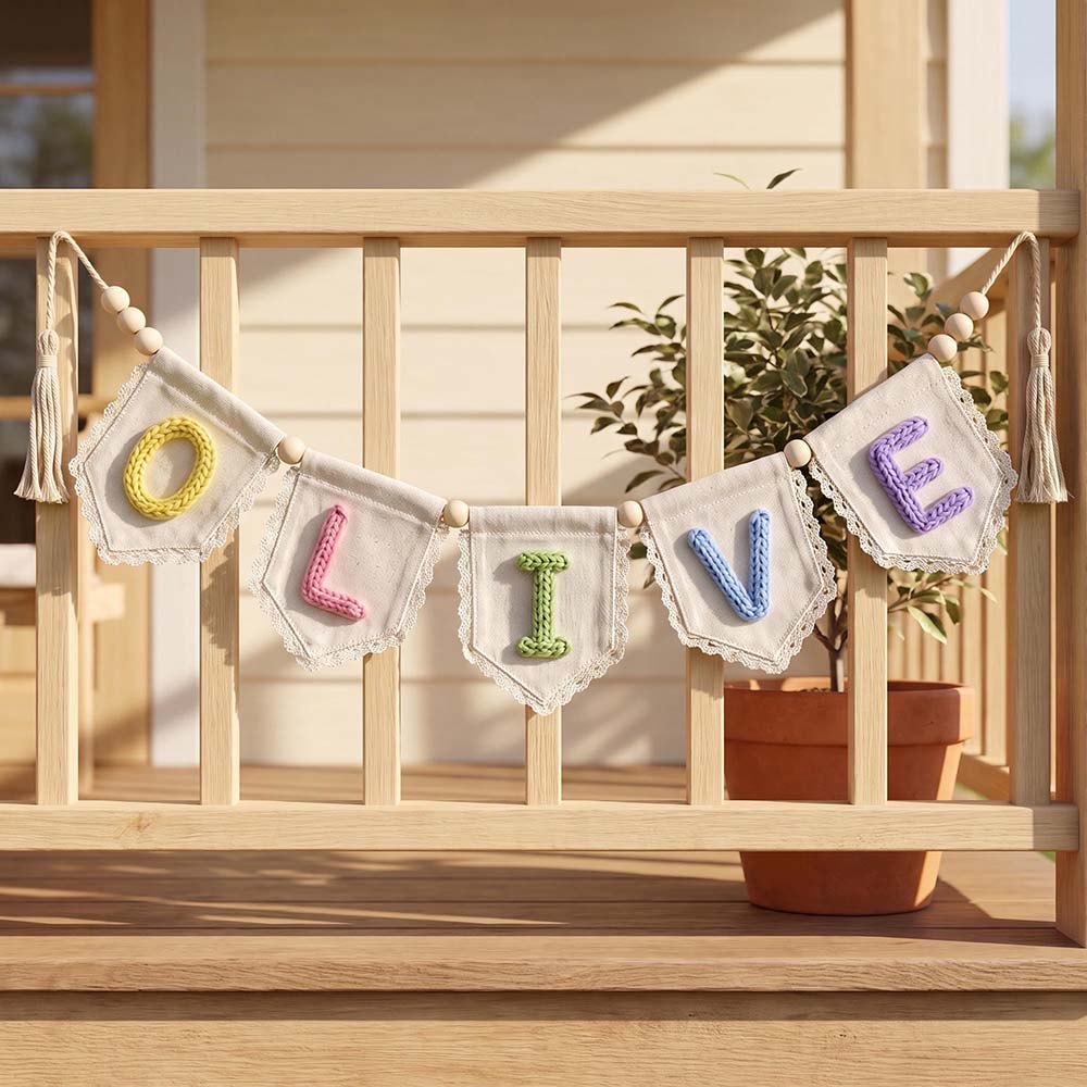 Personalized Hand Embroidered Yarn Letter Banner Decoration | CWGift105
