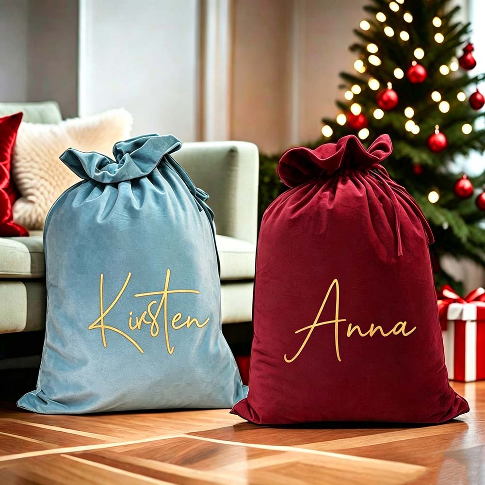 Personalized Custom Name Christmas Velvet Gift Bag | MCGift395