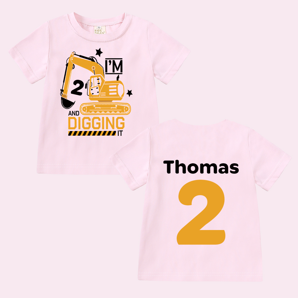 Personalized Construction Digging It Truck Birthday T-Shirt | inBirth26