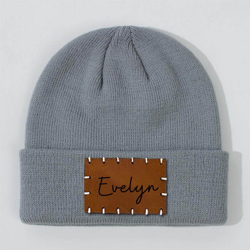 Personalized Leather Patch Beanie for Comfort & Unique | HSKid3301