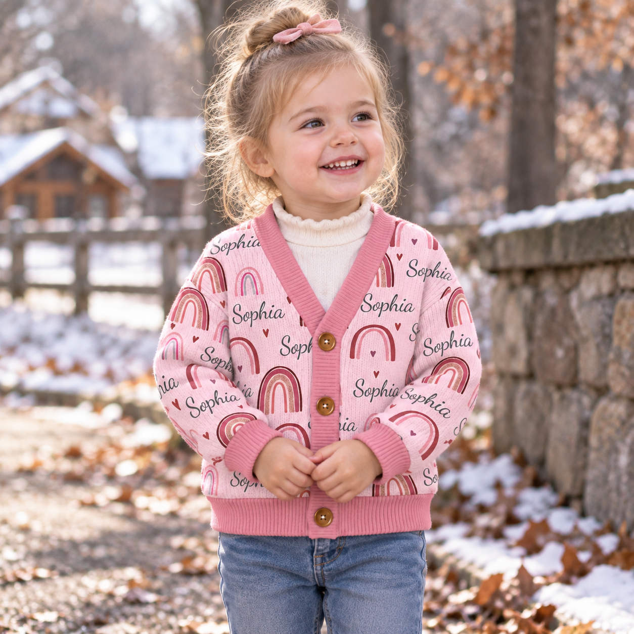 Personalized Lovely Kids Rainbow Knit Sweater | CWSweater03