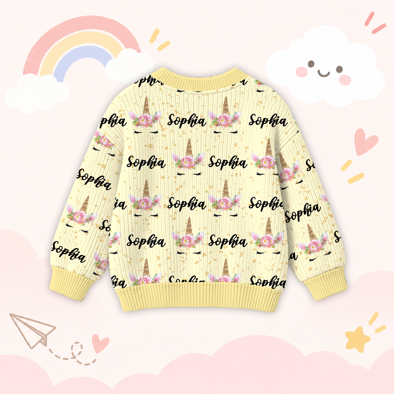 Personalized Lovely Kids Unicorn Knit Sweater | CWSweater06