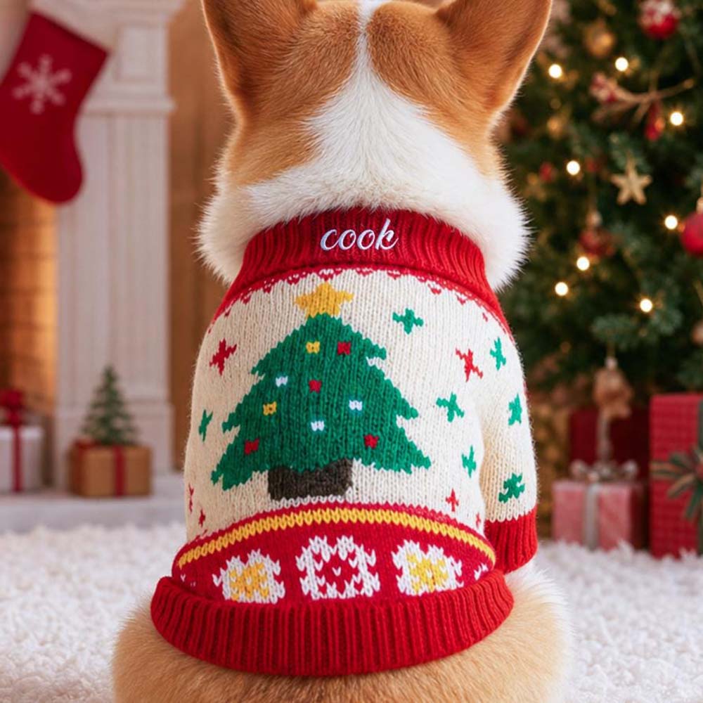 Personalized Embroidered Pets Christmas Cute Knit Sweater | MCGift427