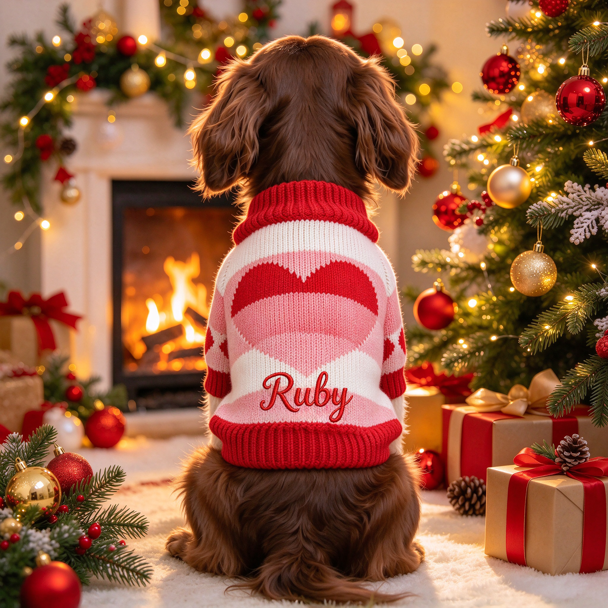 Personalized Embroidered Pets Christmas Knit Sweater | MCGift413