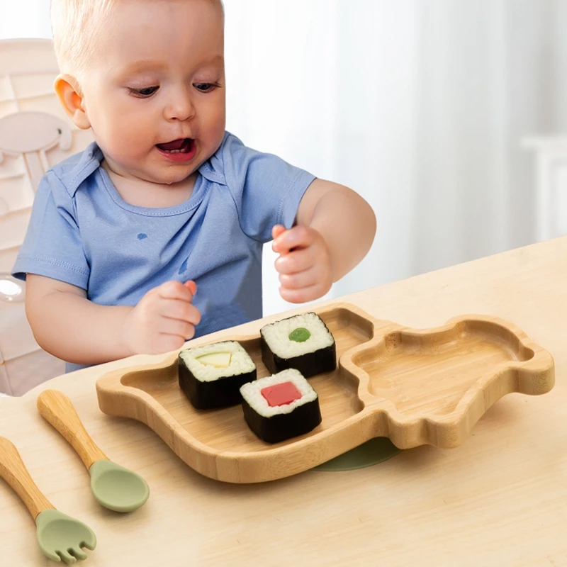 Personalised Baby Bamboo Dinosaur Plate Set | CWBaby20