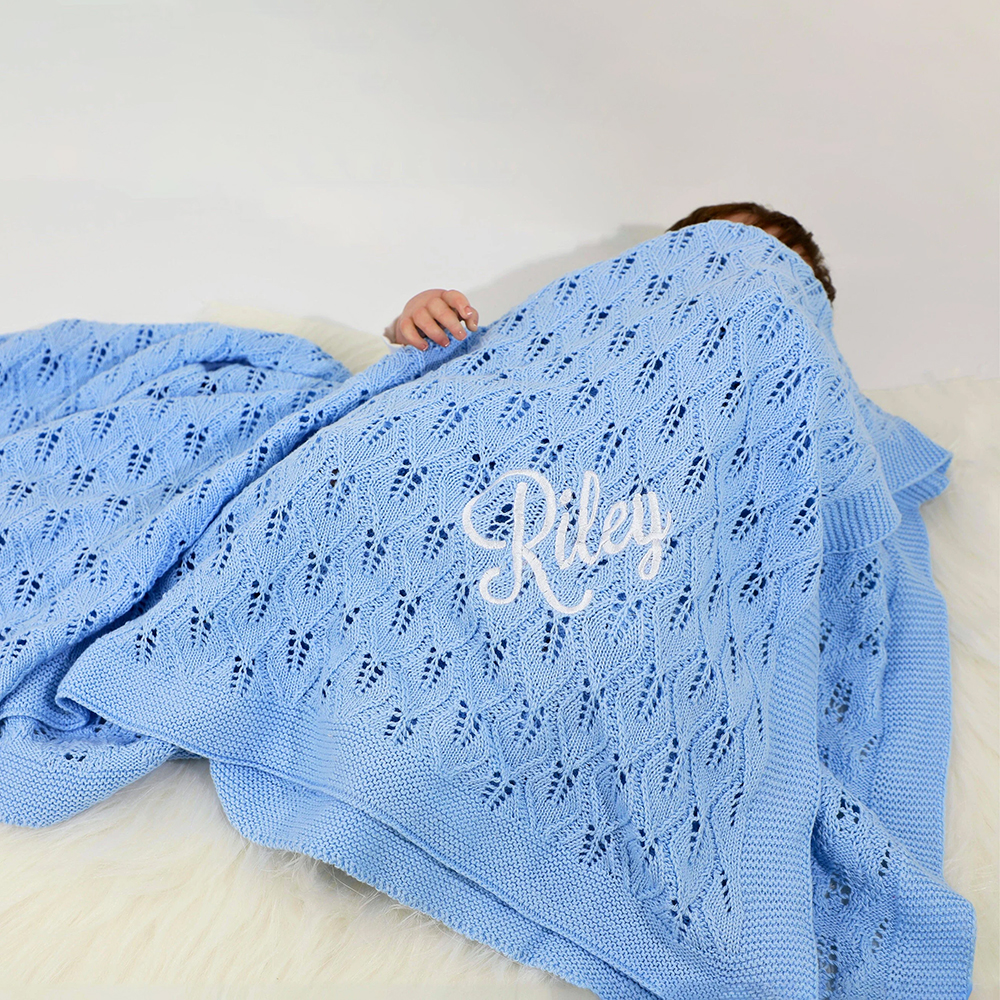 Personalized Embroidered Knit Baby Blanket for Unique Gift | CWBaby87