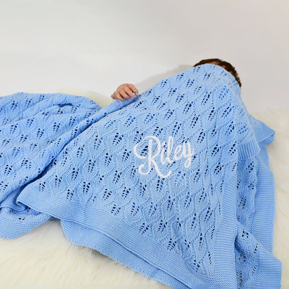 Personalized Embroidered Knit Baby Blanket for Unique Gift | CWBaby87
