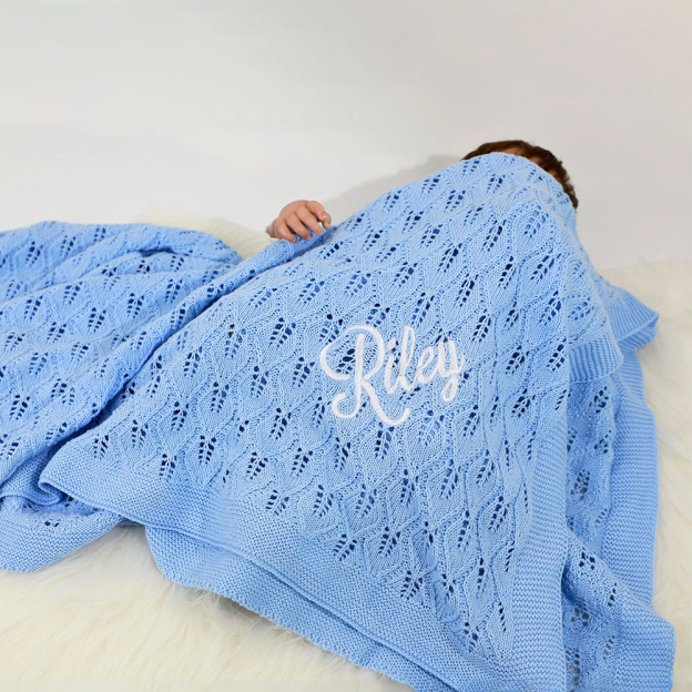 Personalized Embroidered Knit Baby Blanket for Unique Gift | CWBaby87