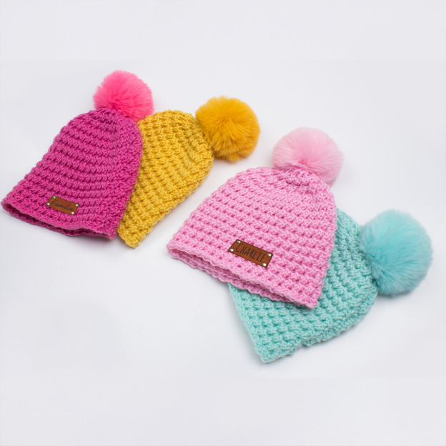 Personalized Embroidery Kid Colorful Pom Pom Hat | HSKid49
