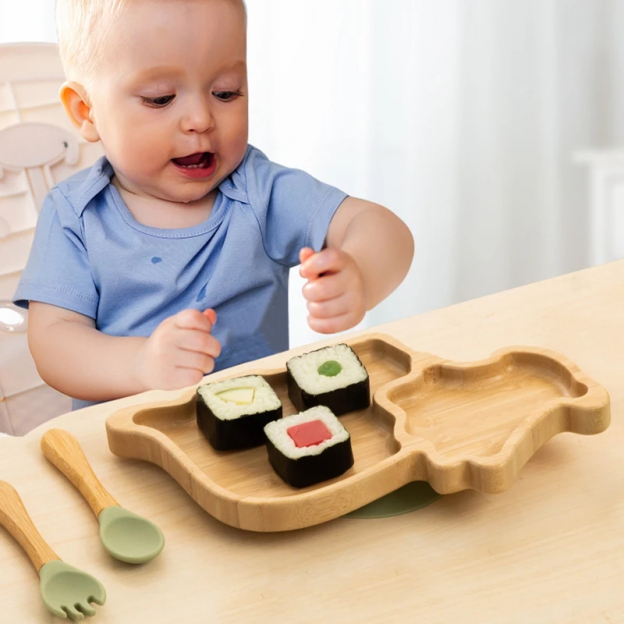 Personalised Baby Bamboo Dinosaur Plate Set | CWBaby20