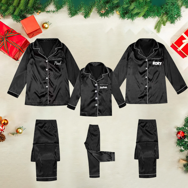Personalized Christmas Satin Family Pajamas Set | CWFamily15
