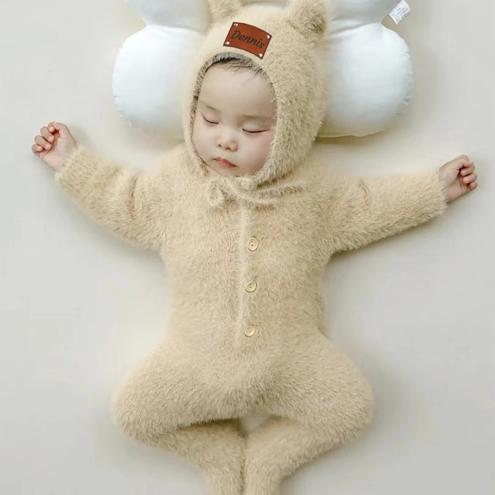Personalized Baby Mink Cashmere Jumpsuit With Hat | CWBaby116