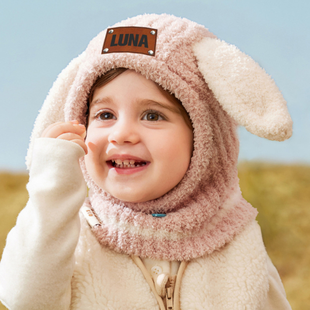 Personalized Leather Patch Kid Knitted Hat|CWBaby123