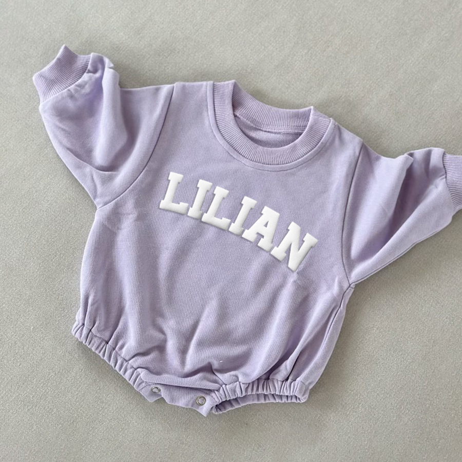 Personalized Puff Name Baby Color Sweatshirt Bodysuit | CWBaby90