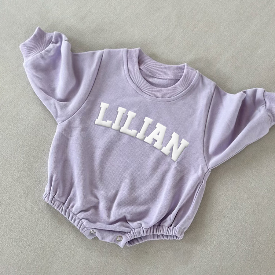 Personalized Puff Name Baby Color Sweatshirt Bodysuit | CWBaby90