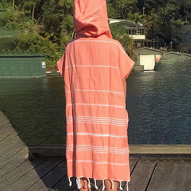 Personalized Turkish Beach Towel with Hoodie Kid & Adult | KKTowel55
