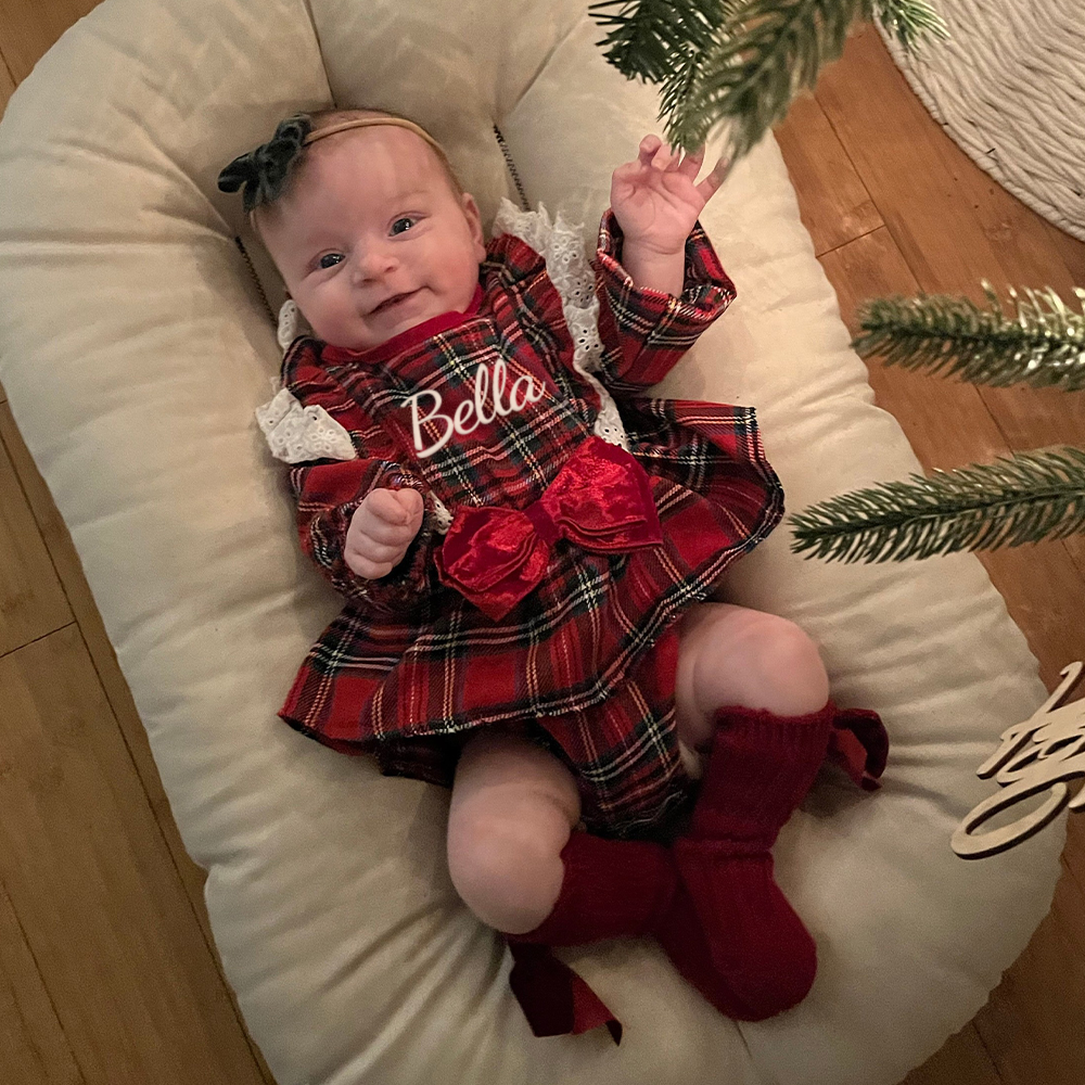 Personalized Christmas Baby Girl Lovely Plaid Romper | MCGift365