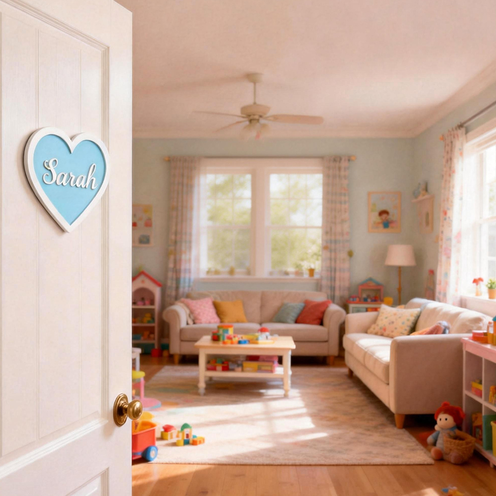 Personalized Kid's Bedroom Heart Decoration Door Sign | CWBaby410