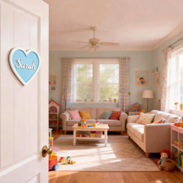 Personalized Kid's Bedroom Heart Decoration Door Sign | CWBaby410