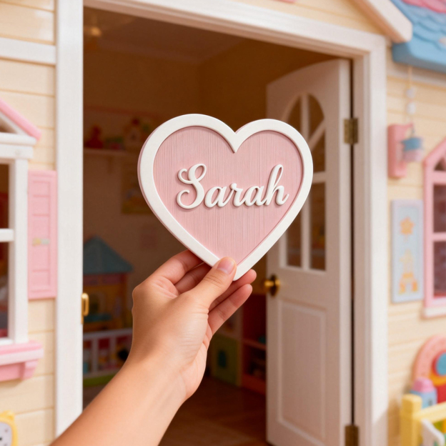 Personalized Kid's Bedroom Heart Decoration Door Sign | CWBaby410