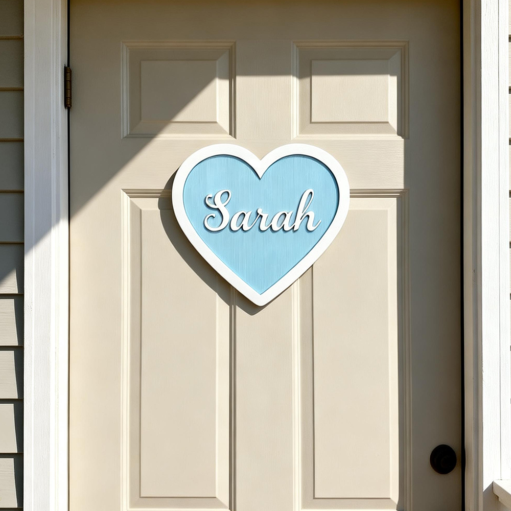 Personalized Kid's Bedroom Heart Decoration Door Sign | CWBaby410