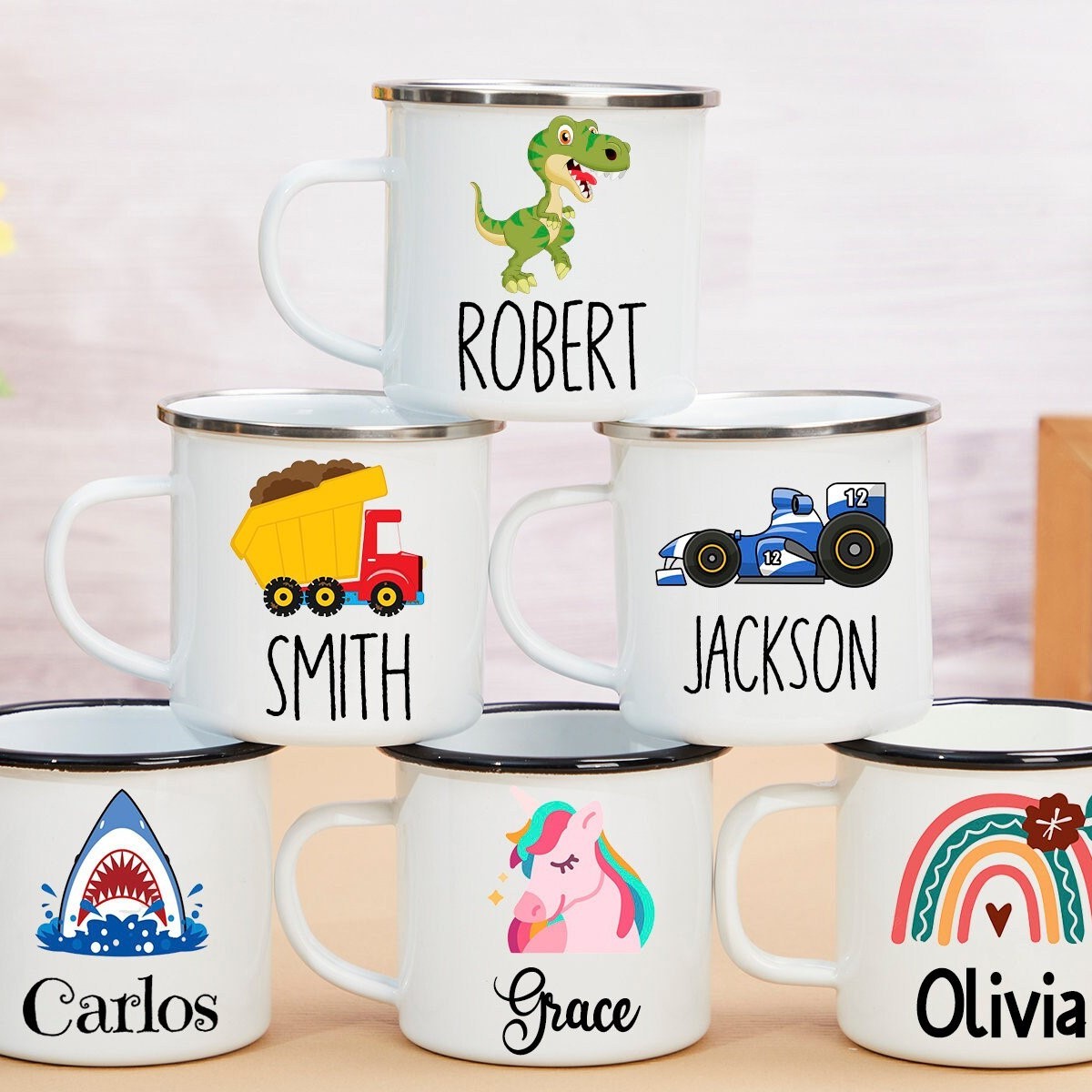 Personalised 12oz Cute Pattern Mugs for Kids | KidMug36