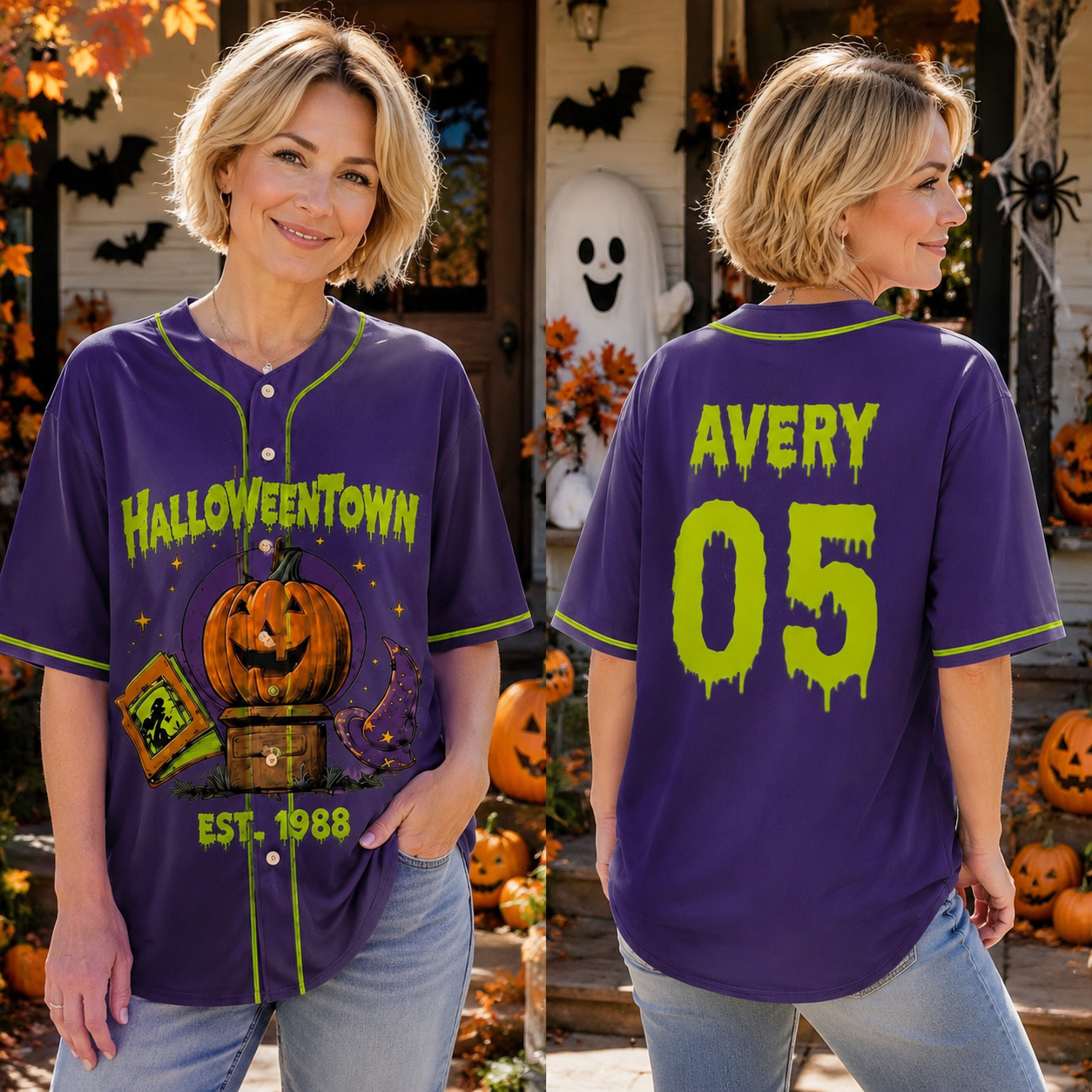 Personalized Halloween Button Up Baseball Jersey For Kid & Adult | CWHalloween97